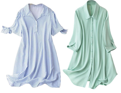 Leriya Fashion Women's Shirt Dress Knee Length Dress | Loose Fit | Button-Down | | 3/4 Sleeve | Summer Wear | Available in (Pack of 2 | Value Pack)