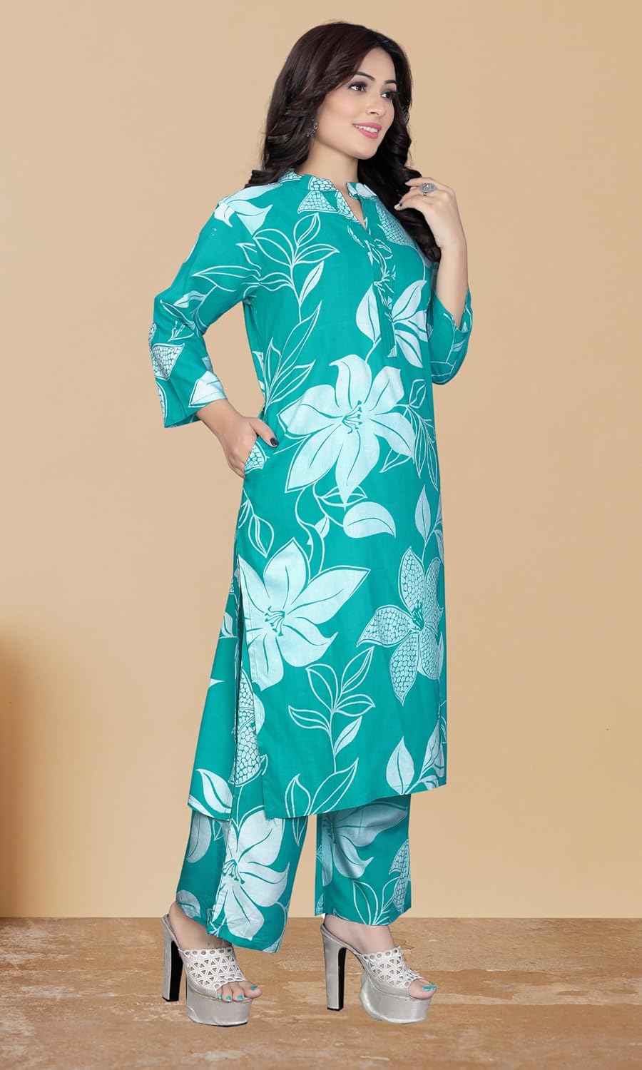 Women's Rayon Viscose Floral Print Kurta Palazzo