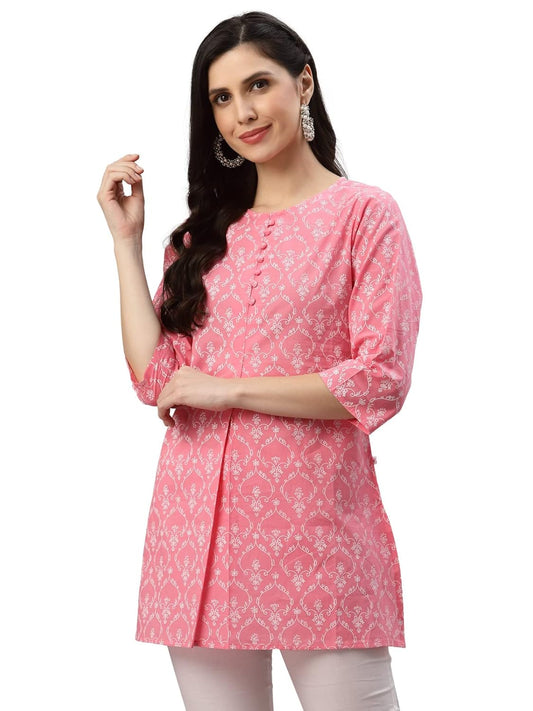 Yash Gallery Women's Cotton Regular Fit Short Floral
