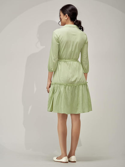 AASK Women Peplum Gathared Stylish Dress with Belt