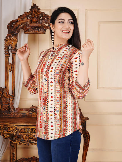 FebQ Women's Polycotton Fabric 3/4 Sleeves