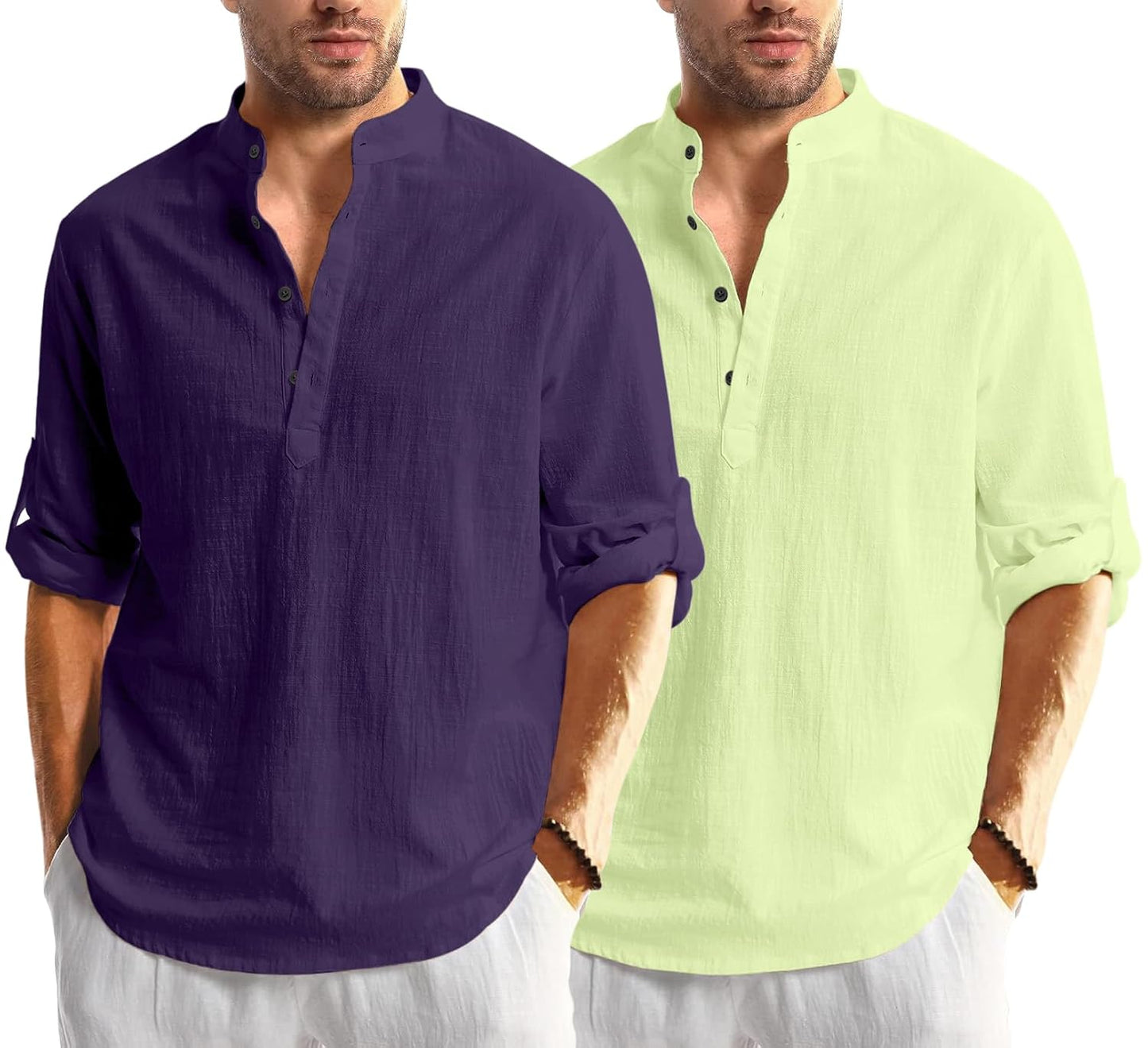 Men Solid Cotton Blend Straight Kurta Shirt Pack of 2