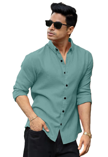 RAIZAX Men Linen Cotton Full Sleeve Shirt for Man