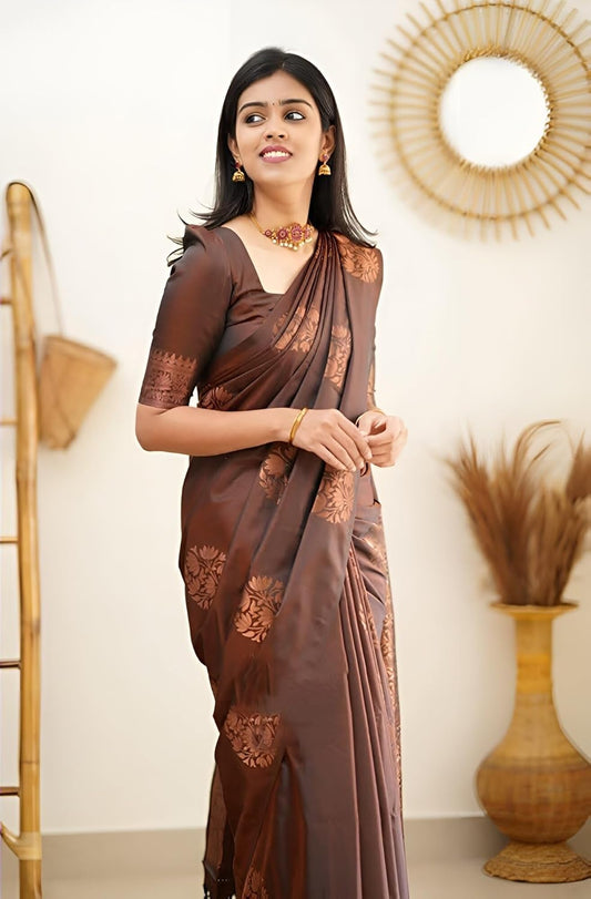 Banarasi SilkSaree With Litchi Silk Unstitched Blouse