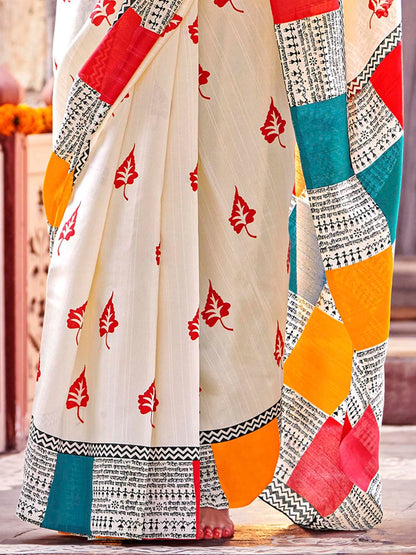 Women's Bhagalpuri Silk Ethnic Motif Printed Saree