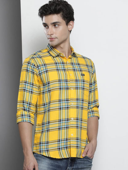 The Indian Garage Co Men's Cotton Slim Fit Checkered