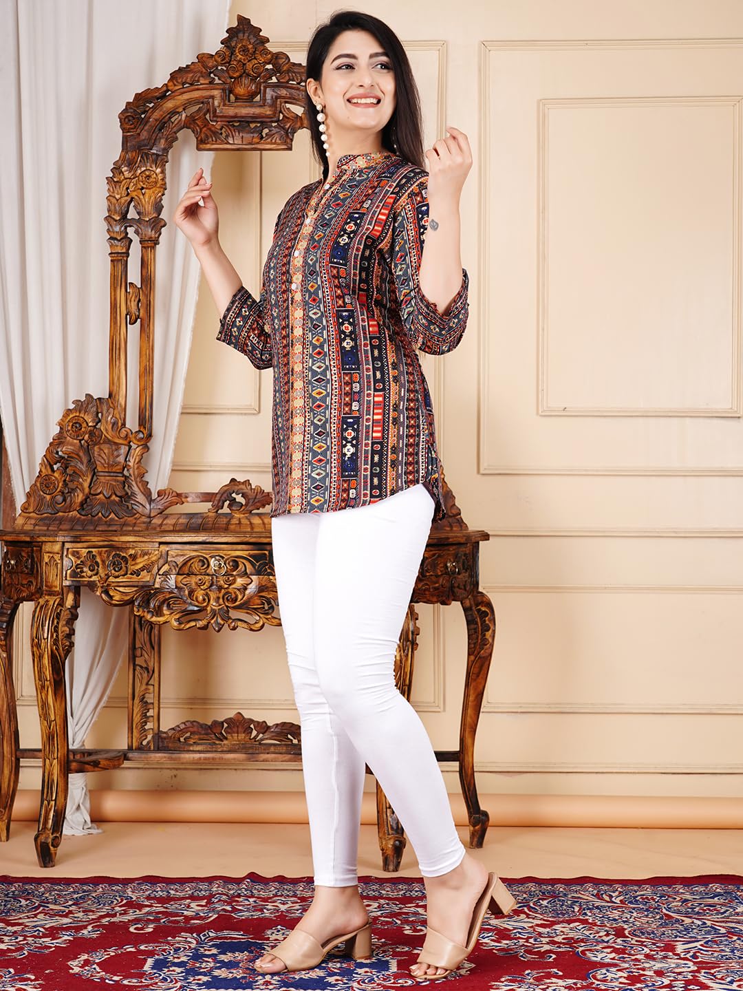 FebQ Women's Polycotton Fabric 3/4 Sleeves