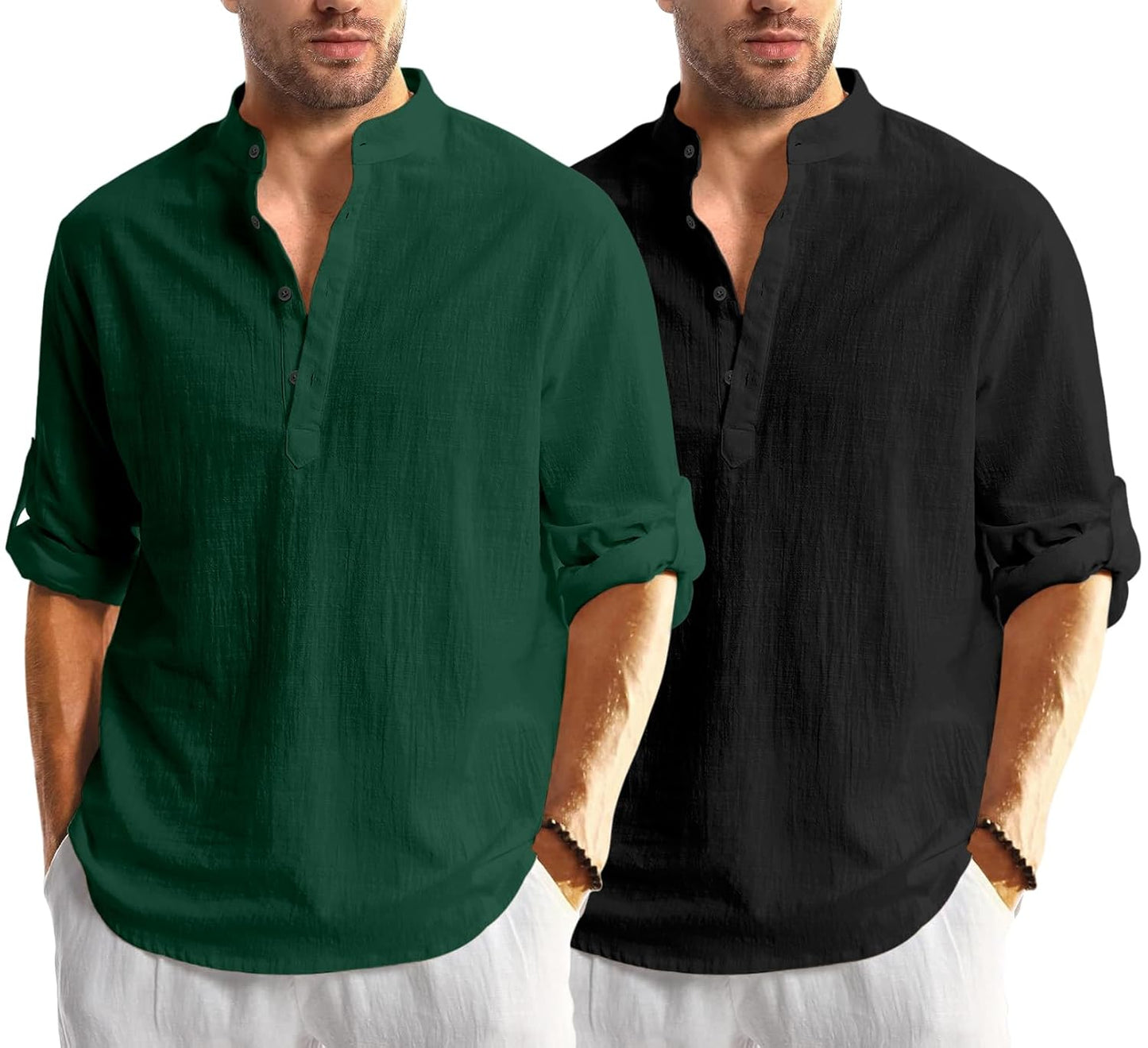 Men Solid Cotton Blend Straight Kurta Shirt Pack of 2