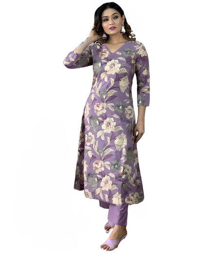 Women's Rayon Blend Straight Printed Kurta with Pant