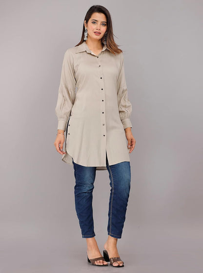 Myorica Women Regular Fit Spread Collar Casual Shirt