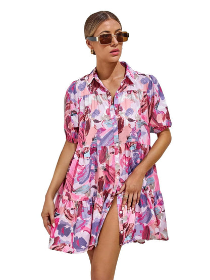 Shasmi Women's Green Flower Print Short Sleeve