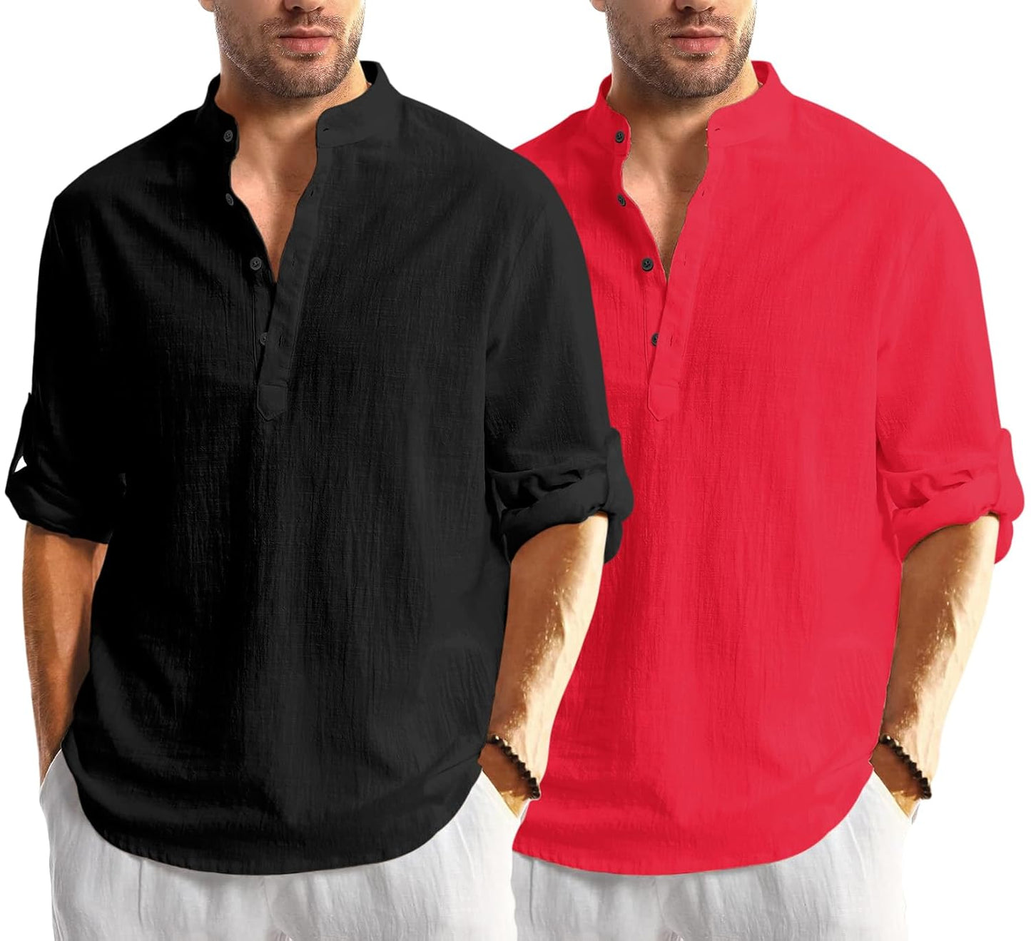 Men Solid Cotton Blend Straight Kurta Shirt Pack of 2