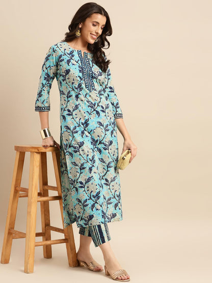 ANNI DESIGNER Women'S Cotton Blend Kurta With Pant