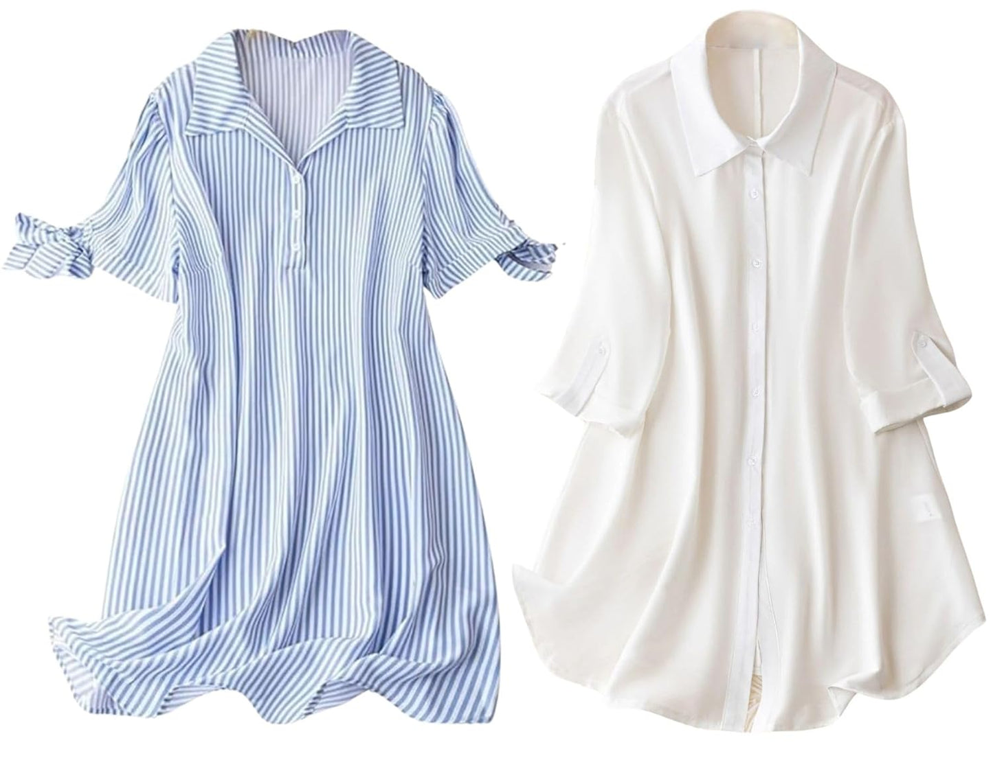 Leriya Fashion Women's Shirt Dress Knee Length Dress | Loose Fit | Button-Down | | 3/4 Sleeve | Summer Wear | Available in (Pack of 2 | Value Pack)