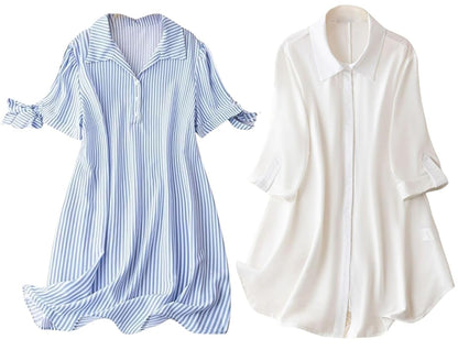 Leriya Fashion Women's Shirt Dress Knee Length Dress | Loose Fit | Button-Down | | 3/4 Sleeve | Summer Wear | Available in (Pack of 2 | Value Pack)