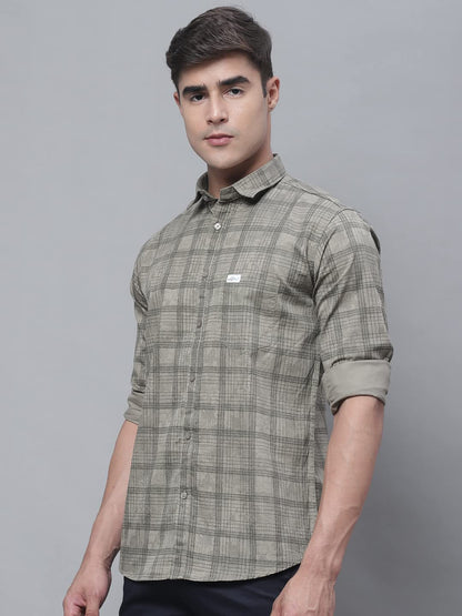 Majestic Man Cotton Checkered Slim Fit Casual Shirt