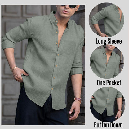 RAIZAX Men Linen Cotton Full Sleeve Shirt for Man