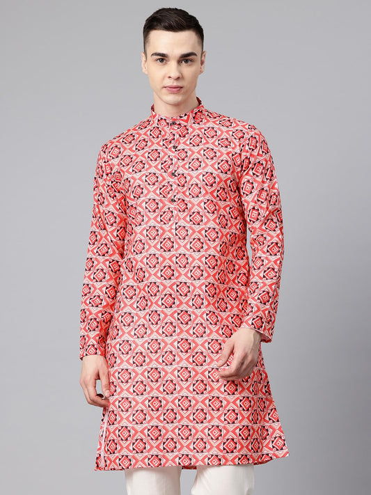 Luxrio Printed Kurta for Men Cotton Blend Linen