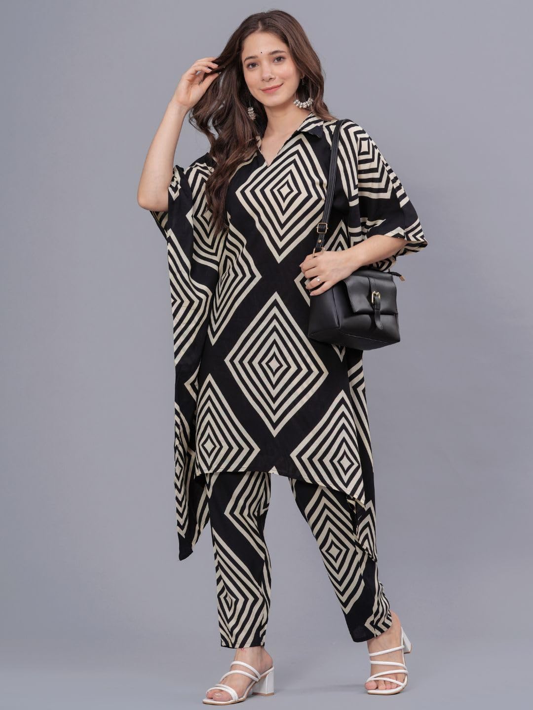 rytras Rayon Women's Printed Kaftan Kurta Pant Set