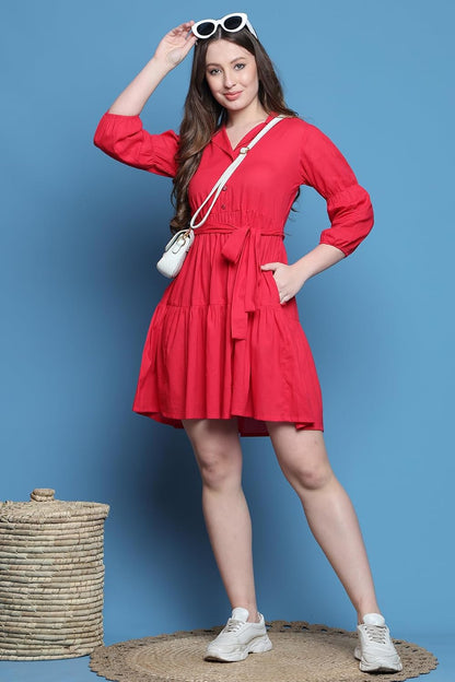Rajnandini Women's A-Line Above The Knee Cotton Solid