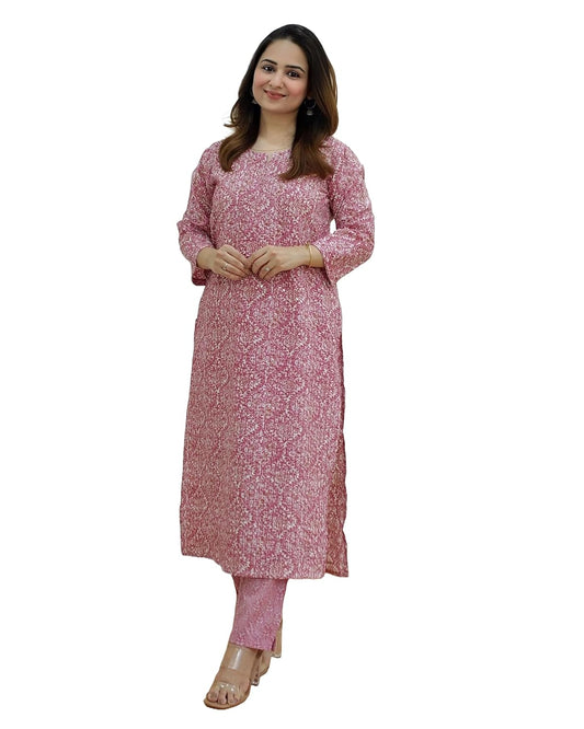Women's Viscose Croset Work Kurta And Pant Set