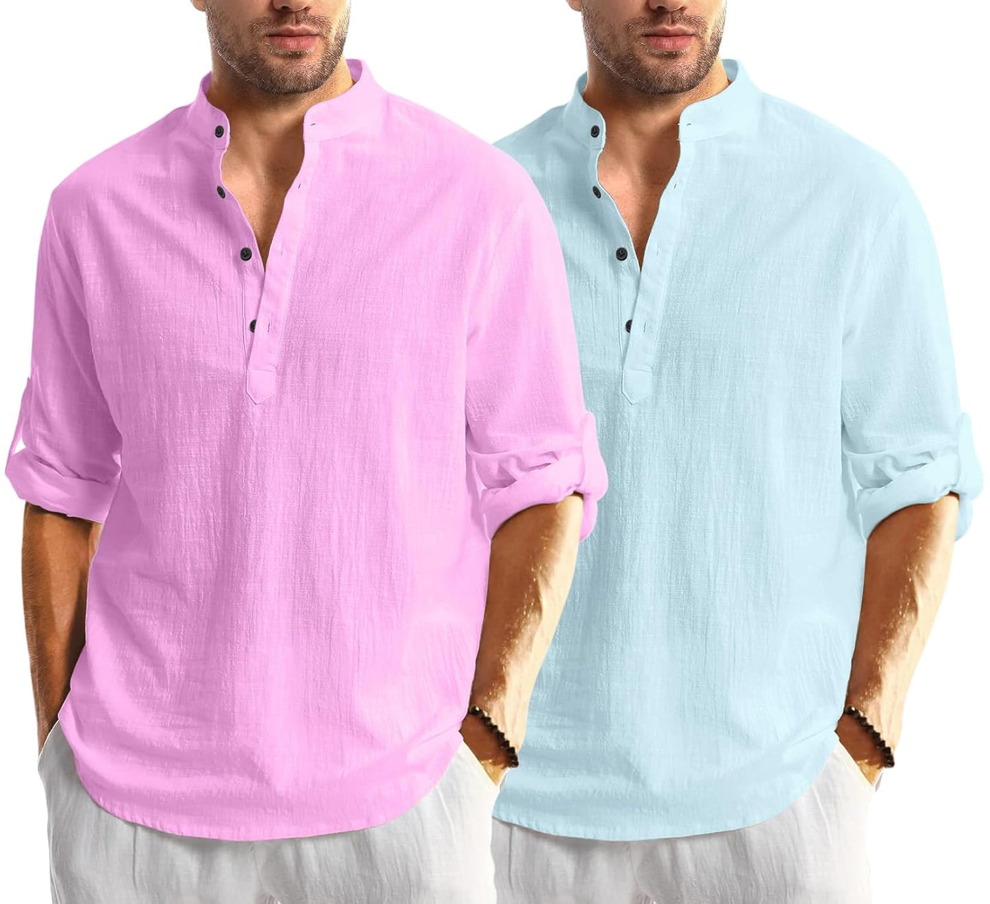 Men Solid Cotton Blend Straight Kurta Shirt Pack of 2
