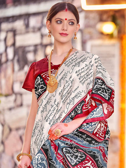 Women's Bhagalpuri Silk Ethnic Motif Printed Saree