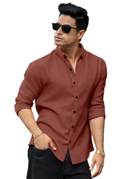 RAIZAX Men Linen Cotton Full Sleeve Shirt for Man