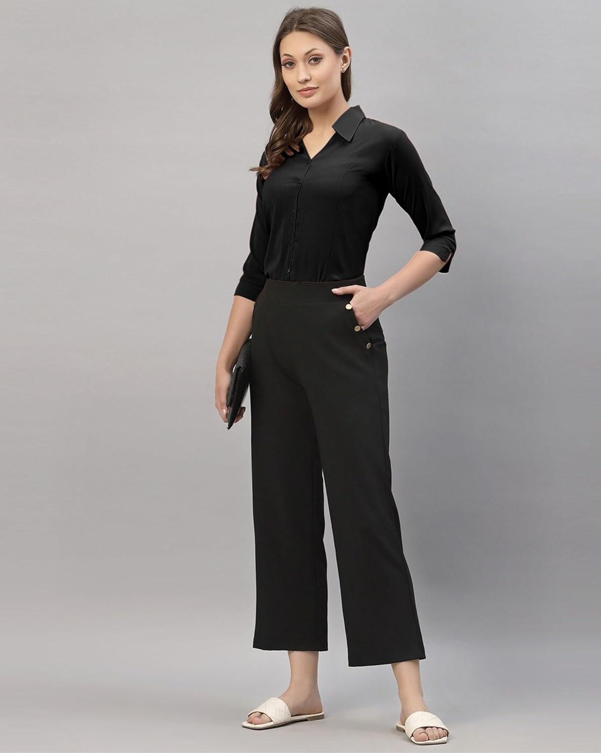 ETHIC GLANCE Women's Poly Viscose Button-Down