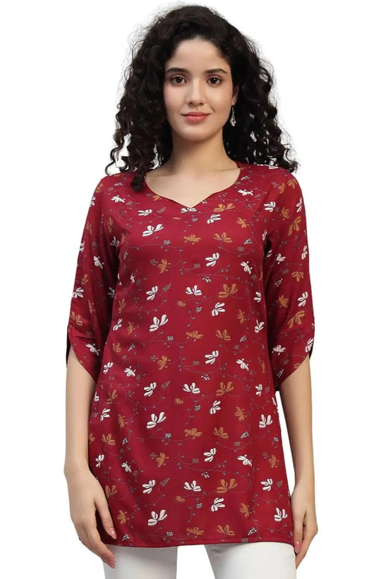 VEERSTOW Women's Cotton Short Kurti 3/4 Sleeve