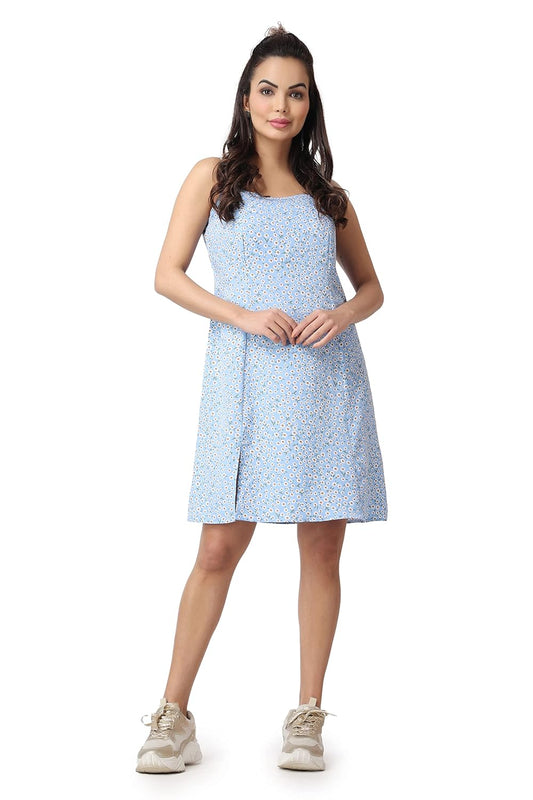 POPWINGS Casual Floral Printed Maxi Length Fit & Flare Dress for Women || Summer Dress for Women || Flare Maxi Dress for Women Stylish || Sleeveless Dress for Women
