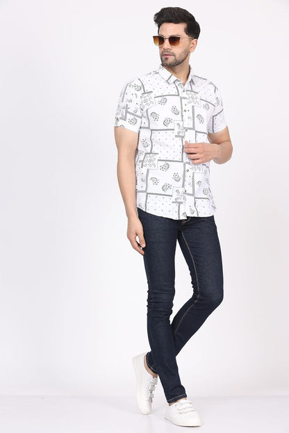 CVC Men's Regular Fit Half Sleeve Printed Shirt
