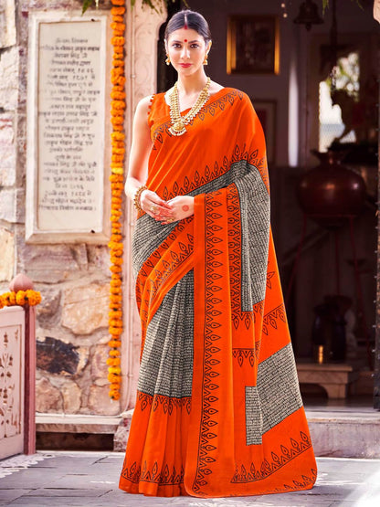 Women's Bhagalpuri Silk Ethnic Motif Printed Saree