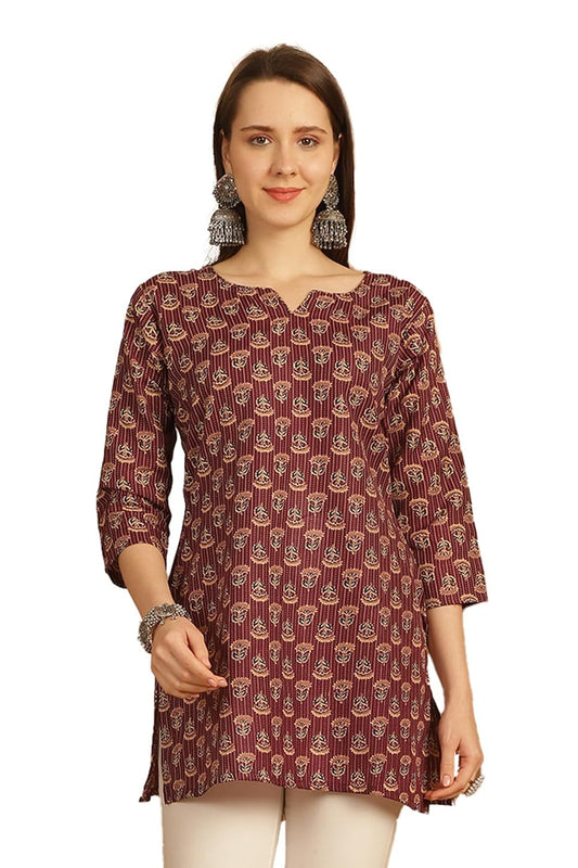 Rajnandini Women's Cotton Straight Fit Tunic Foil Printed