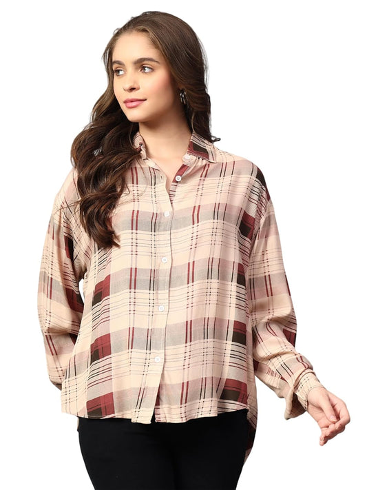 KOTTY Checkered Oversized Fit Womens Shirt