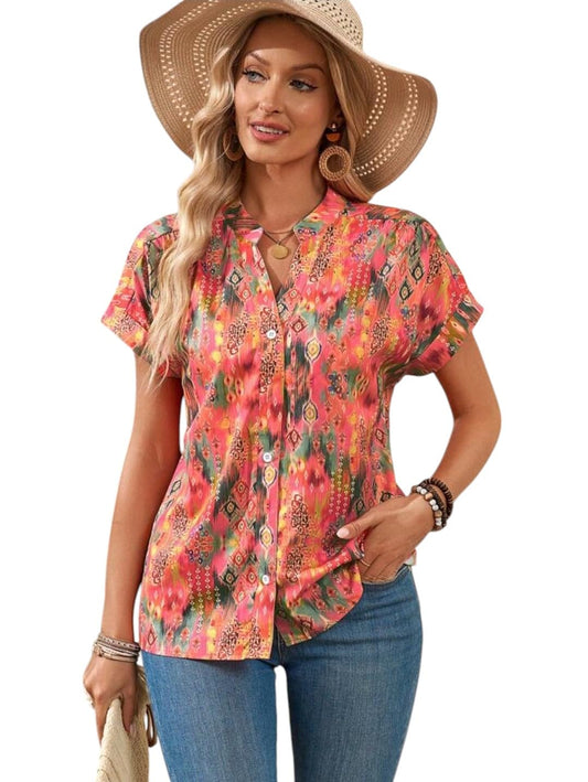 LIRIT Women Orange Printed Button-Down Shirt