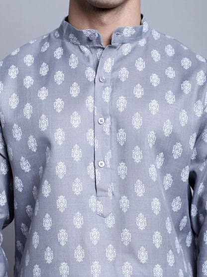 Jompers Men's Cotton Floral Printed Kurta