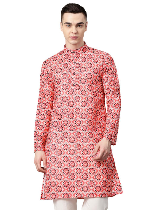 Luxrio Printed Kurta for Men Cotton Blend Linen