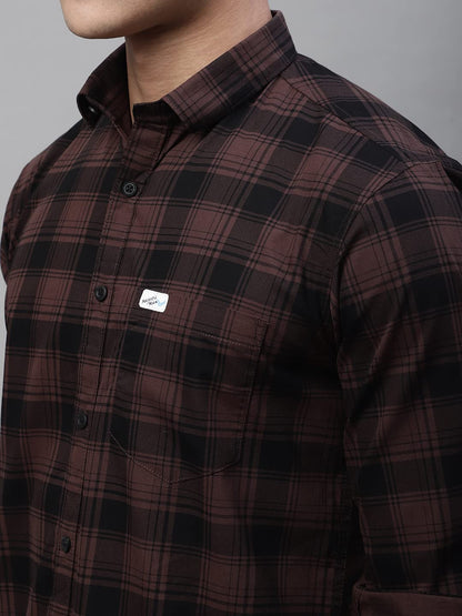 Majestic Man Cotton Checkered Slim Fit Casual Shirt