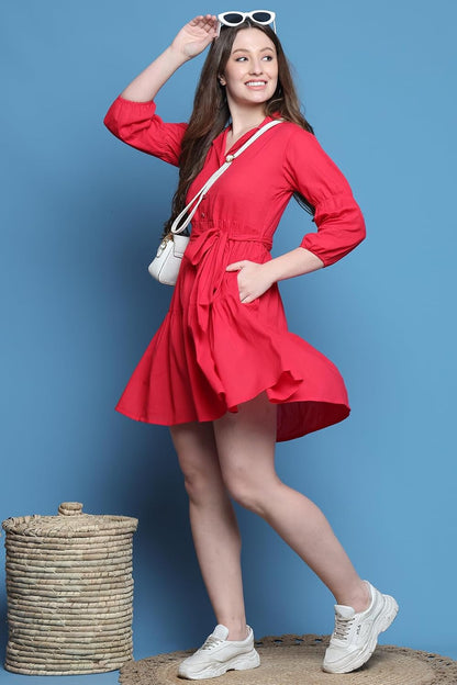 Rajnandini Women's A-Line Above The Knee Cotton Solid