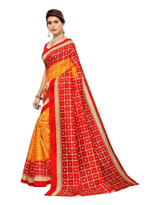 SIRIL Women'S Poly Silk Bandhani Saree With Blouse