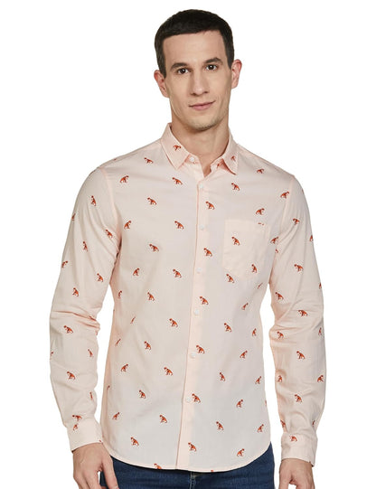 KETCH Men's Cotton Slim Fit Printed Full Sleeve Shirt