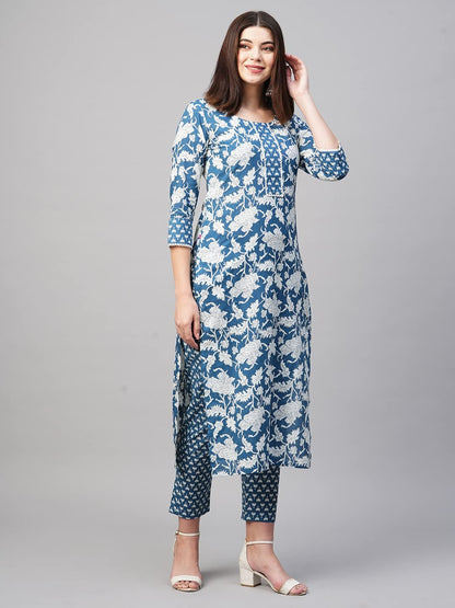 ANNI DESIGNER Women'S Cotton Blend Kurta With Pant