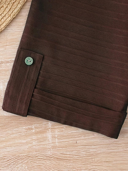 Shasmi Women's Brown Solid Color Woven Long Sleev