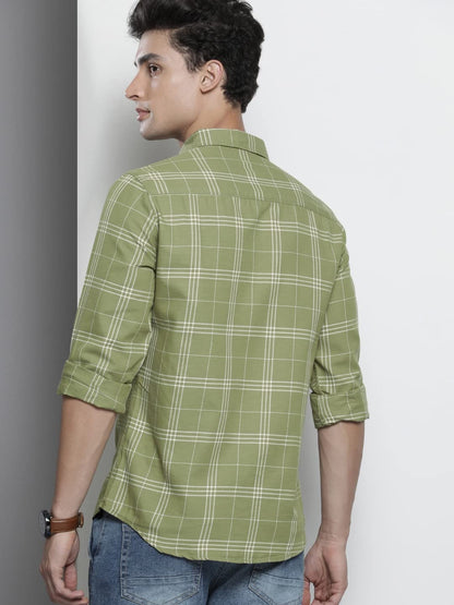 The Indian Garage Co Men's Cotton Slim Fit Checkered