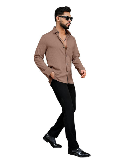 Men's Regular Fit Poly Popcorn Casual Shirt