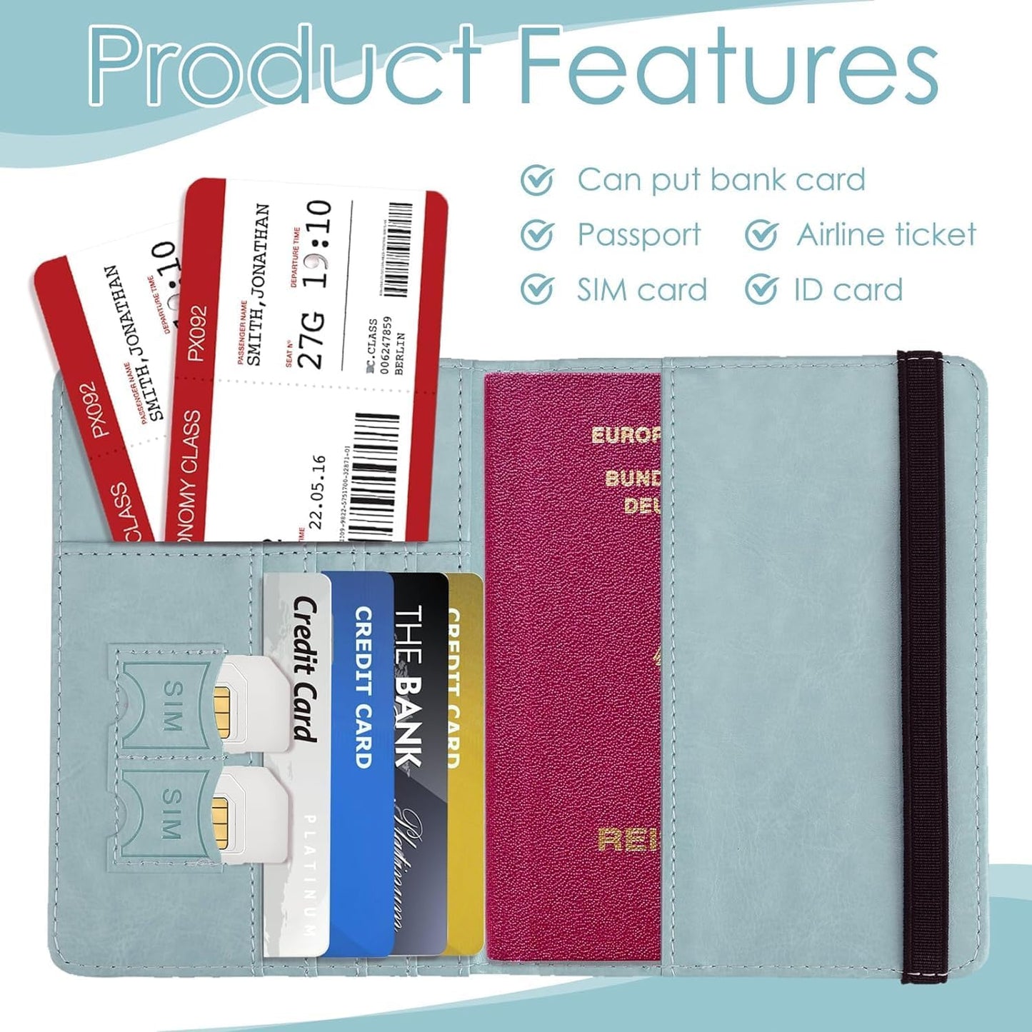 MONJAY Premium Passport Holder Cover Travel Wallet