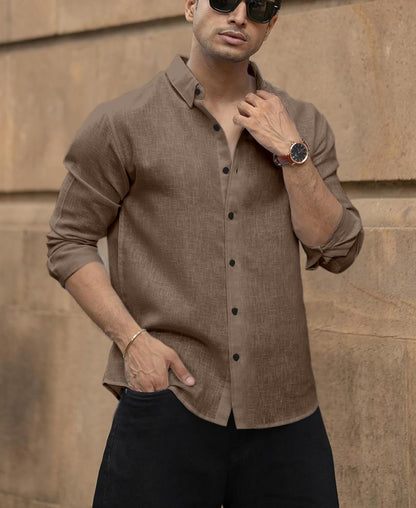 Men's Solid Linen Cotton Shirt | Casual | Plain