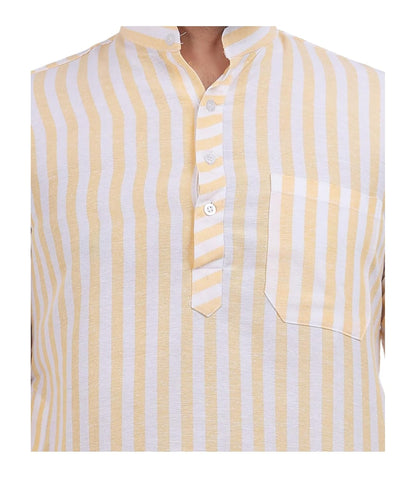 A F COLLECTION STORE Men's Khadi Cotton Striped Casual Long Kurta | Long Sleeves for Men | Regular Fit Cotton Stripedd Long Kurta