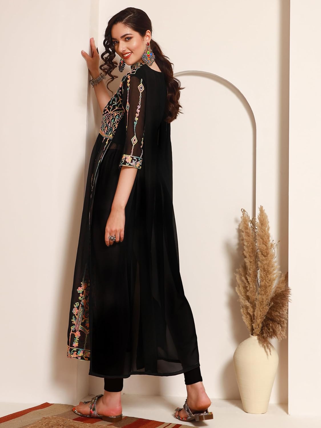 EthnicJunction Women's Georgette Embroidered